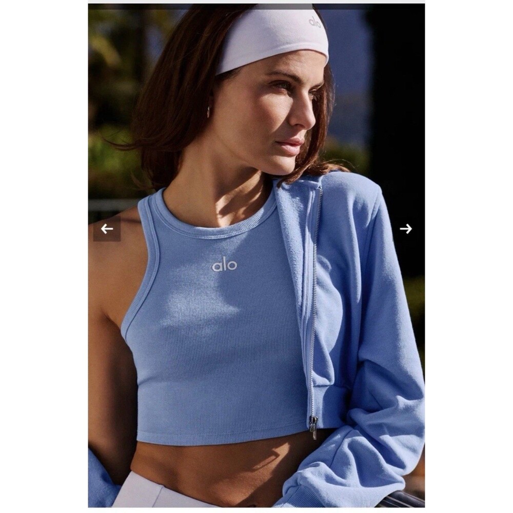 Alo Aspire Tank Crystal Clear Blue White Small Nwot New Sold Out